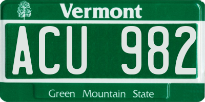 VT license plate ACU982