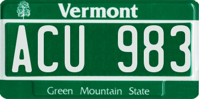 VT license plate ACU983