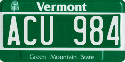 VT license plate ACU984