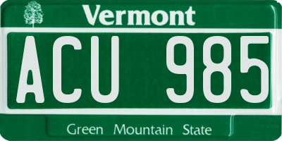 VT license plate ACU985