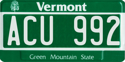 VT license plate ACU992