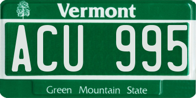 VT license plate ACU995