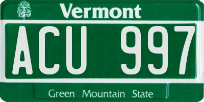 VT license plate ACU997