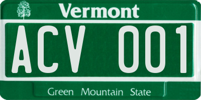 VT license plate ACV001