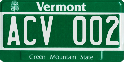 VT license plate ACV002