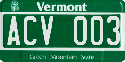 VT license plate ACV003