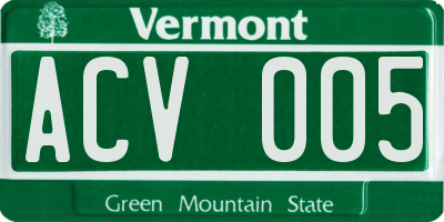 VT license plate ACV005