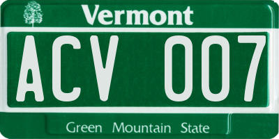 VT license plate ACV007