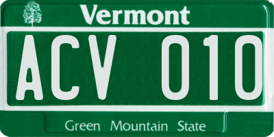VT license plate ACV010