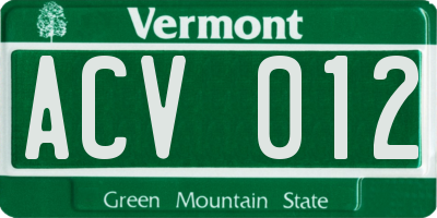 VT license plate ACV012