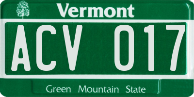 VT license plate ACV017