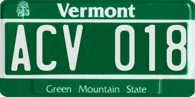 VT license plate ACV018