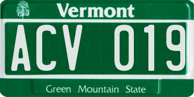 VT license plate ACV019