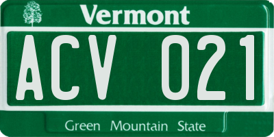 VT license plate ACV021