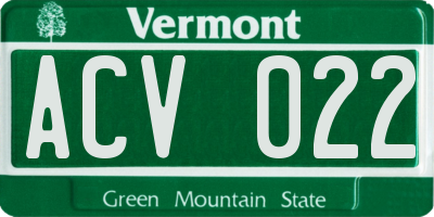 VT license plate ACV022