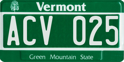 VT license plate ACV025