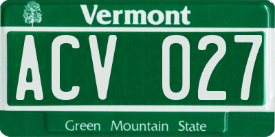 VT license plate ACV027