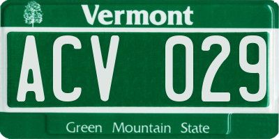 VT license plate ACV029