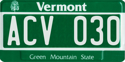 VT license plate ACV030