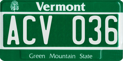 VT license plate ACV036