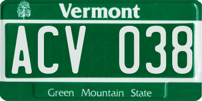 VT license plate ACV038