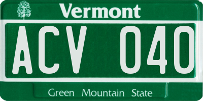VT license plate ACV040