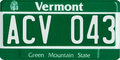 VT license plate ACV043