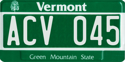 VT license plate ACV045