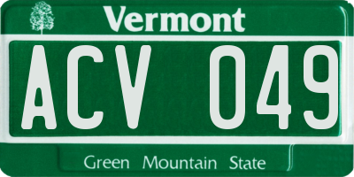 VT license plate ACV049