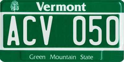 VT license plate ACV050