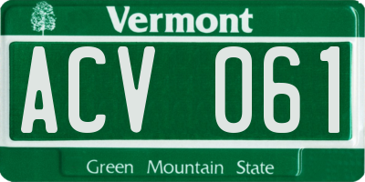 VT license plate ACV061