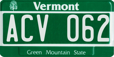 VT license plate ACV062