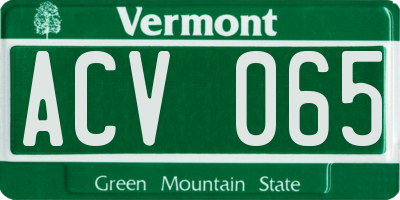 VT license plate ACV065