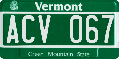 VT license plate ACV067