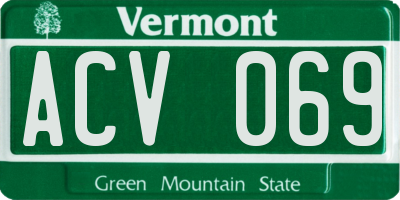 VT license plate ACV069