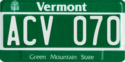 VT license plate ACV070