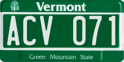 VT license plate ACV071