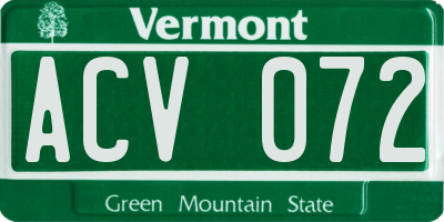 VT license plate ACV072