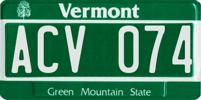 VT license plate ACV074