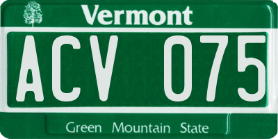 VT license plate ACV075