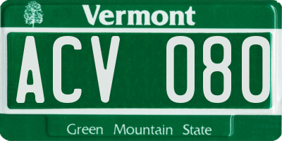 VT license plate ACV080