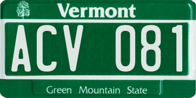 VT license plate ACV081