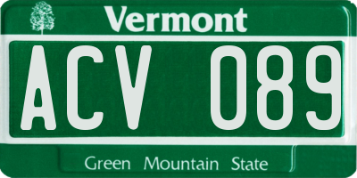 VT license plate ACV089