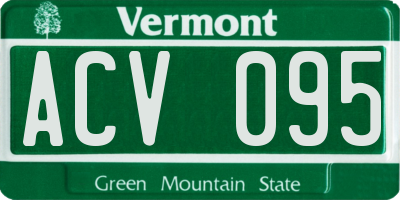 VT license plate ACV095