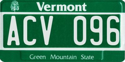 VT license plate ACV096