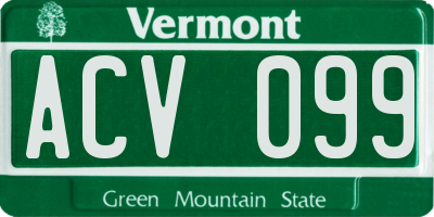 VT license plate ACV099