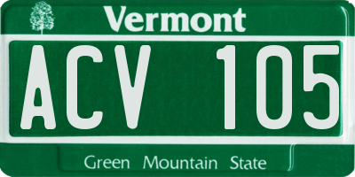 VT license plate ACV105