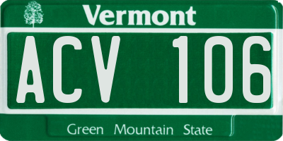 VT license plate ACV106