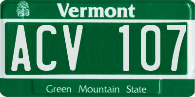 VT license plate ACV107