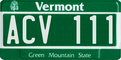 VT license plate ACV111